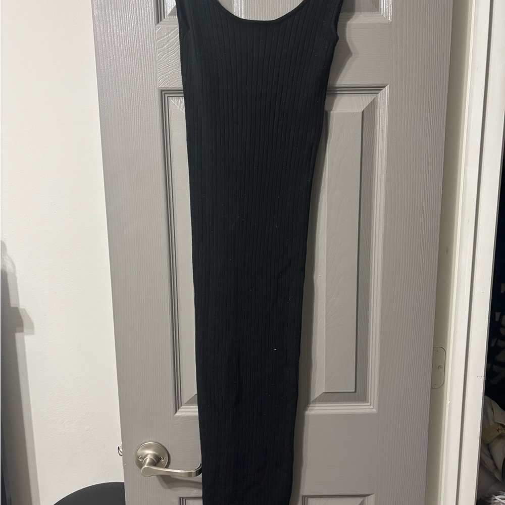 Zara Black Ribbed Sleeveless Maxi Dress